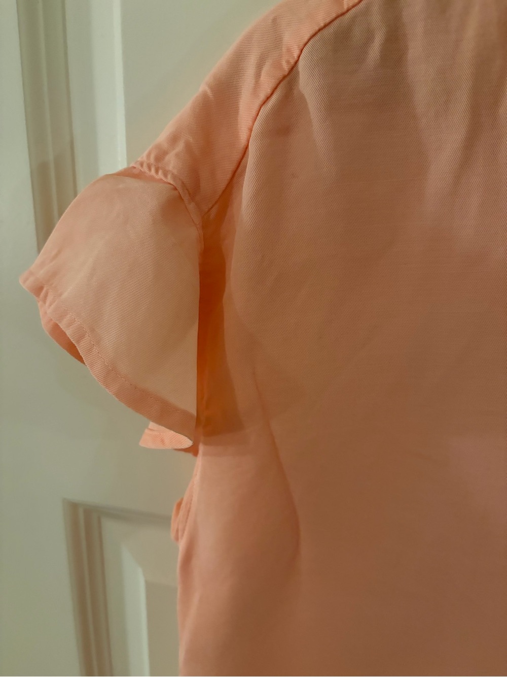 Anthropologie Peach Button-Front Short-Sleeve Blouse - Picture 3 of 4